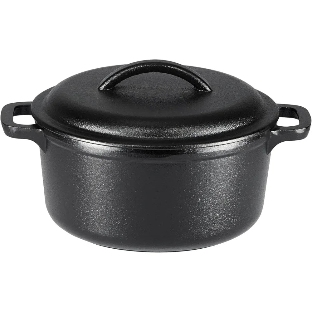 Pre-Seasoned Cast Iron Dutch Oven With Lid For Even Cooking
