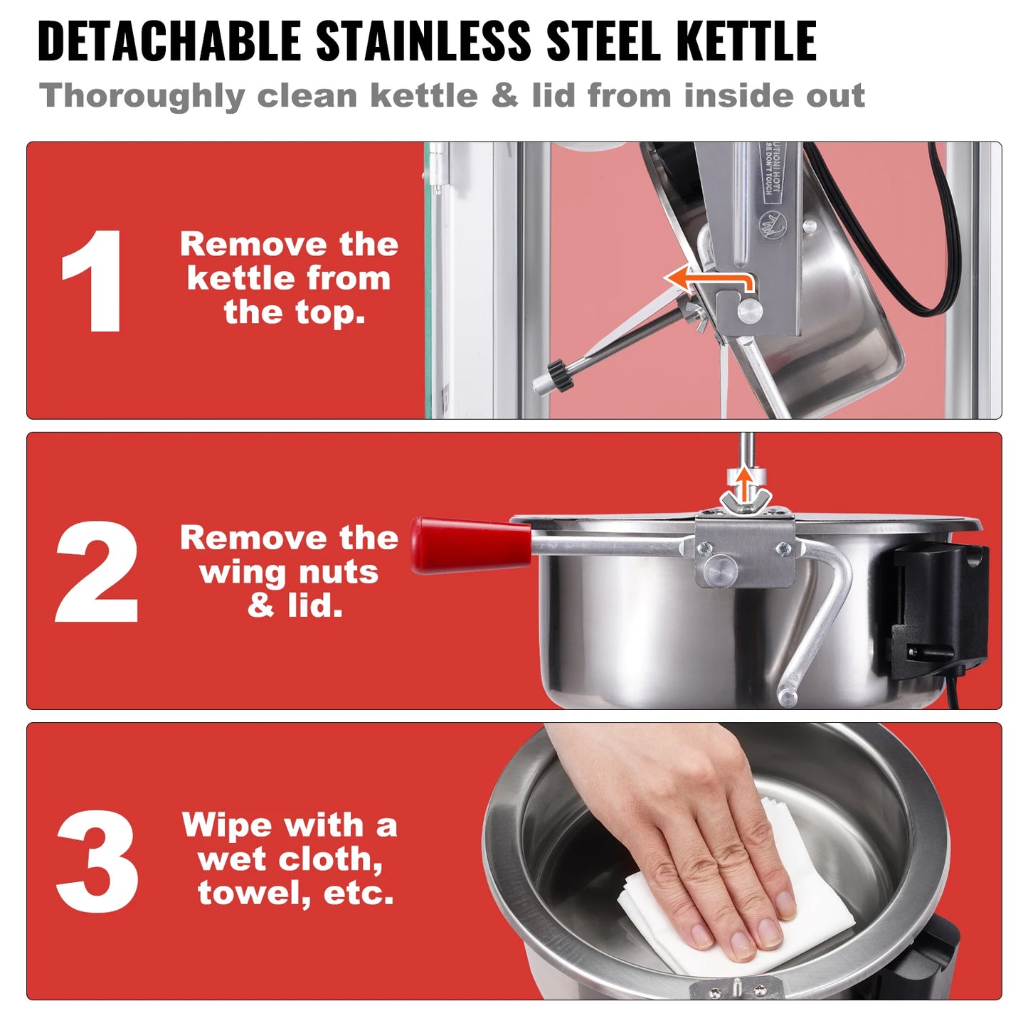 SucceBuy Popcorn Popper Maker Kettle Makes 48 Cups