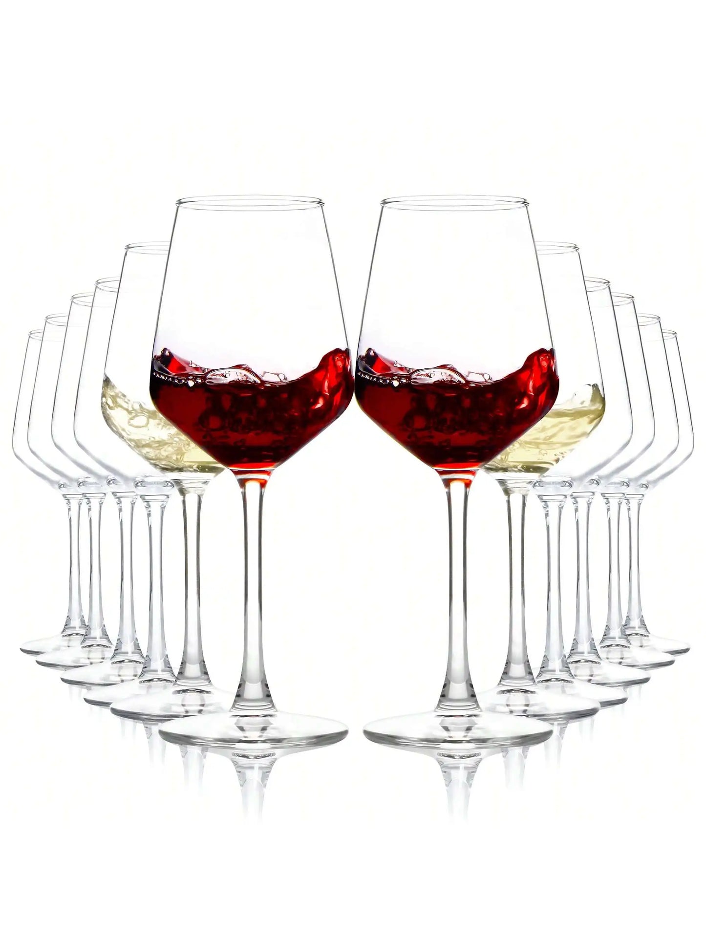 Wine Glasses Set Modern Minimalist Clear Long Stem Six Piece
