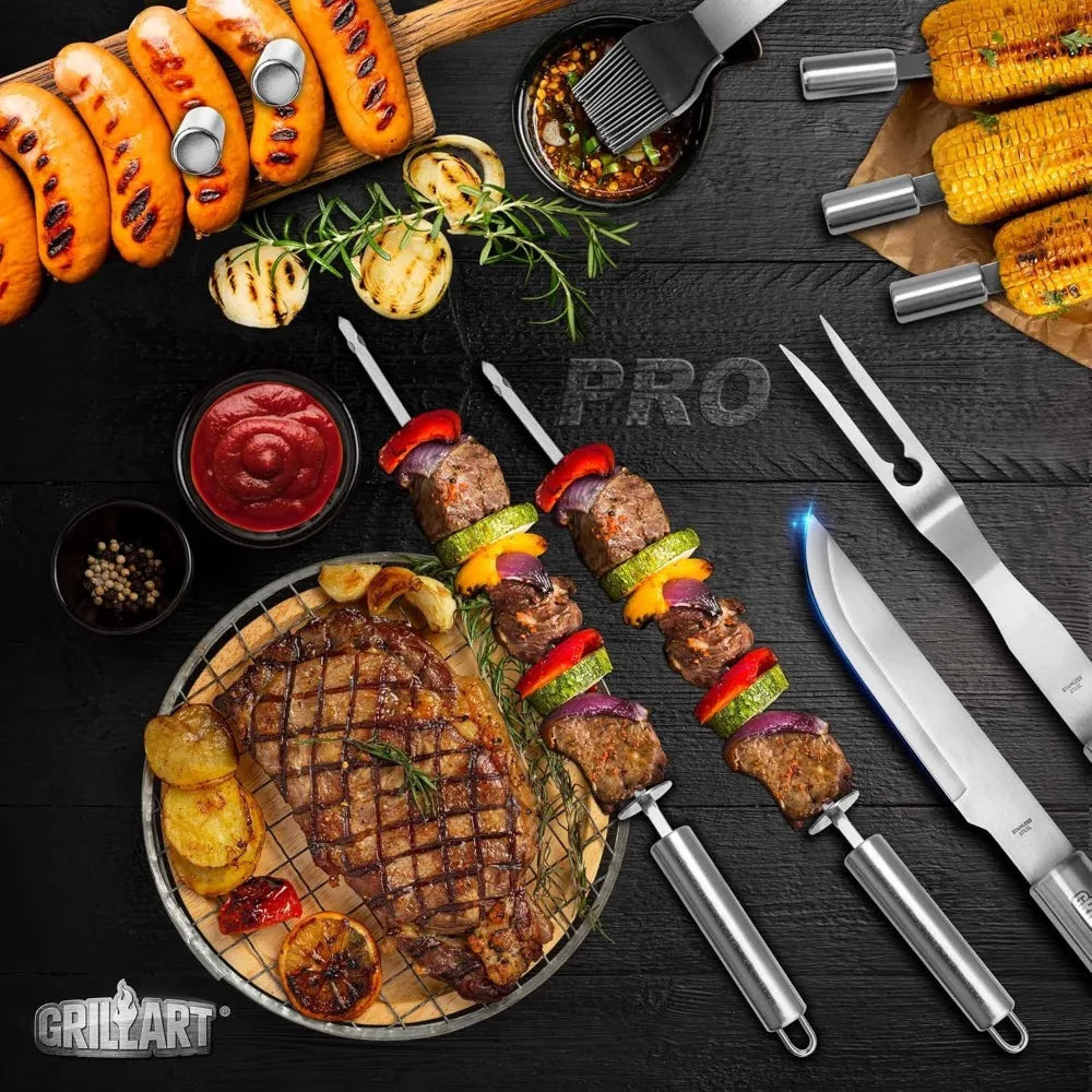 Stainless Steel BBQ Grill Tool Set With Case For Dad