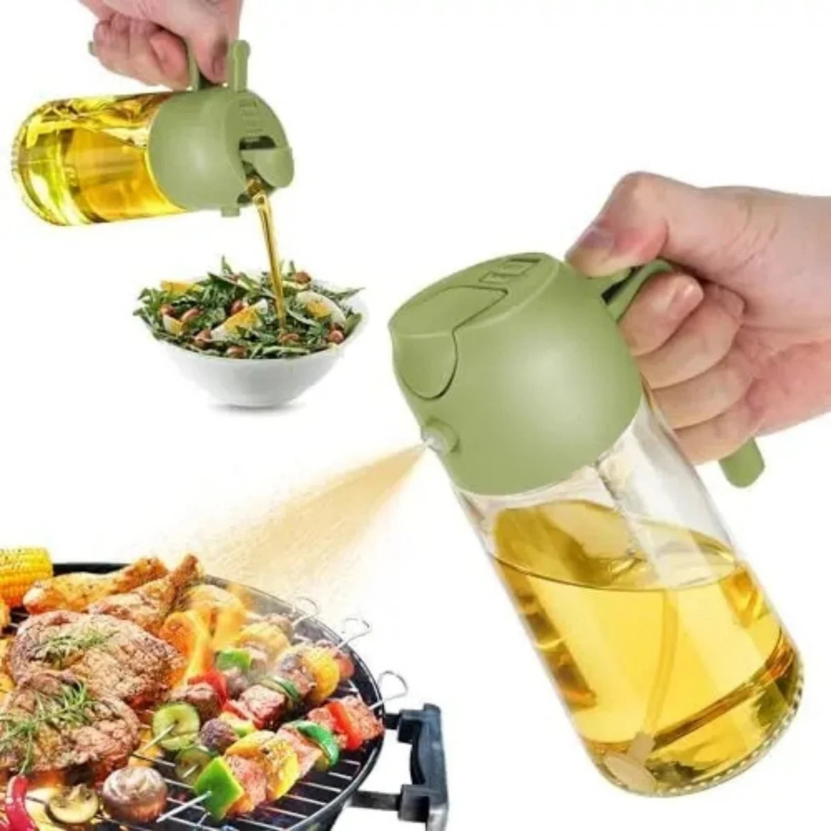 2 In 1 Glass Oil Sprayer Dispenser For Kitchen Grilling