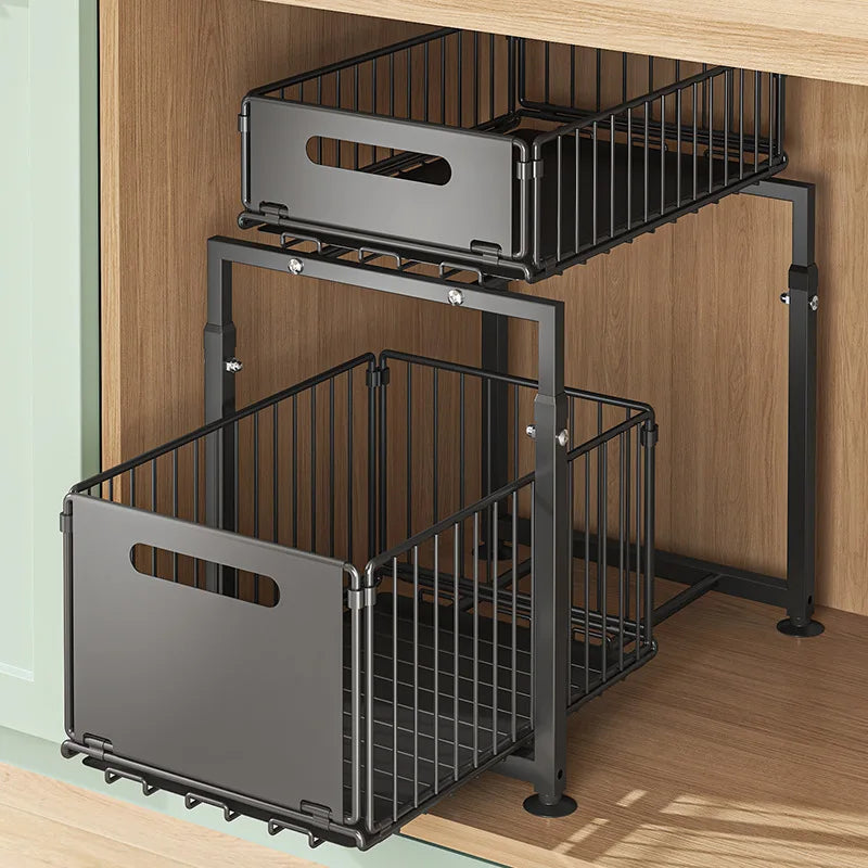 AEHOME 2 Tier Slide Out Cabinet Organizer Heavy Duty Under Sink
