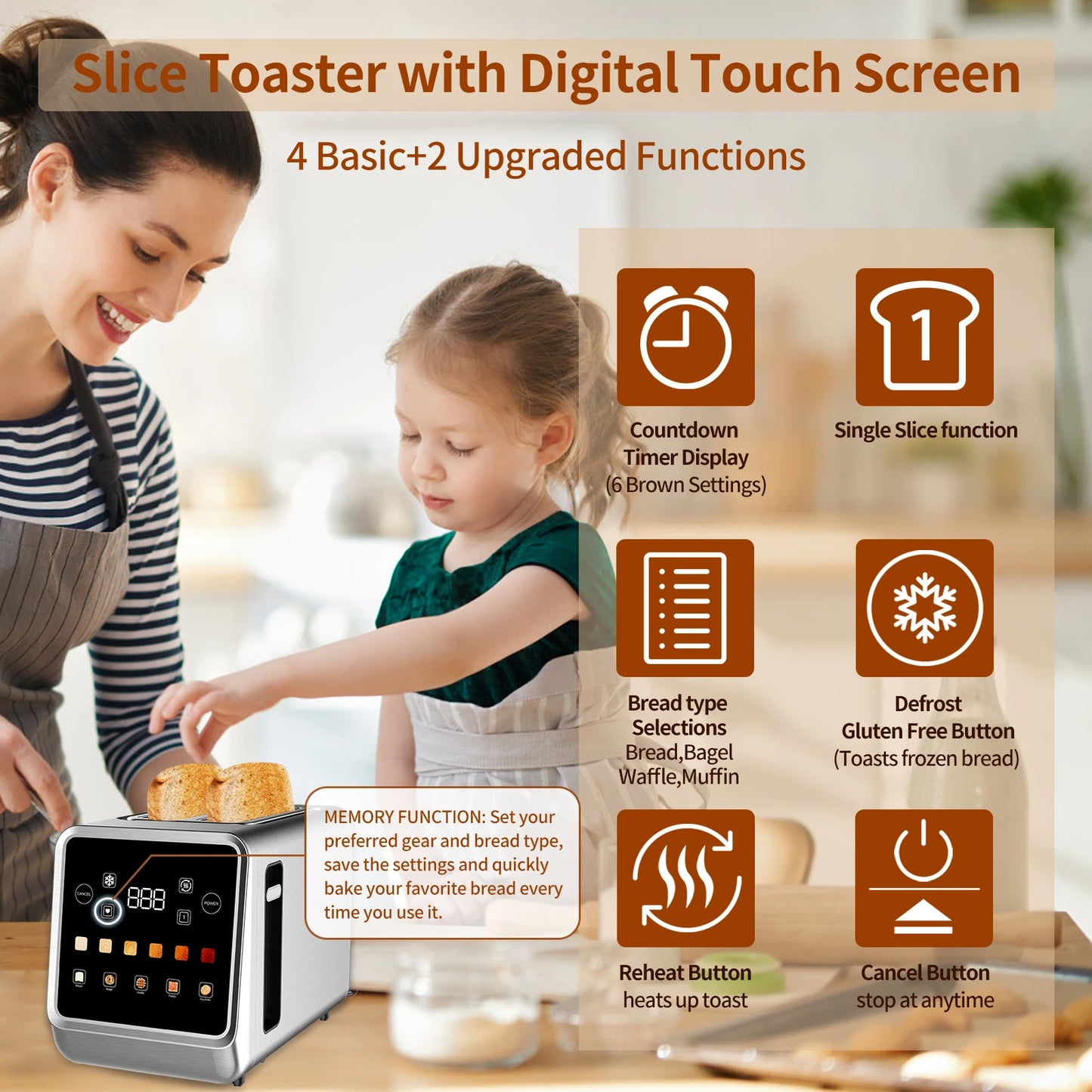 Smart Toaster With LCD Display 2-Slice Stainless Steel