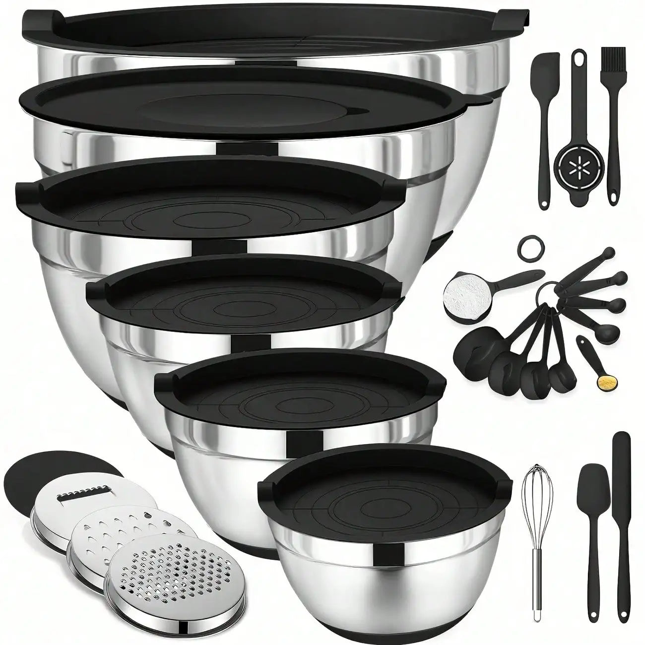 Stainless Steel Mixing Bowls Set With Lids And Attachments