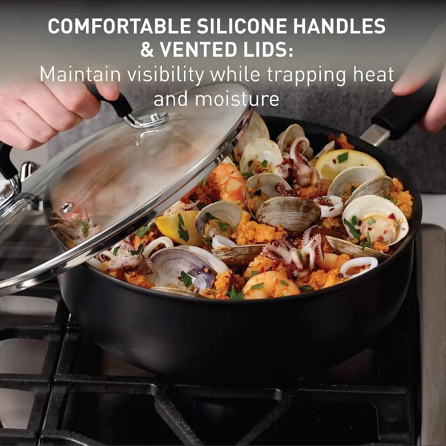 Hard Anodized Nonstick 12 Piece Cookware Set Oven Safe