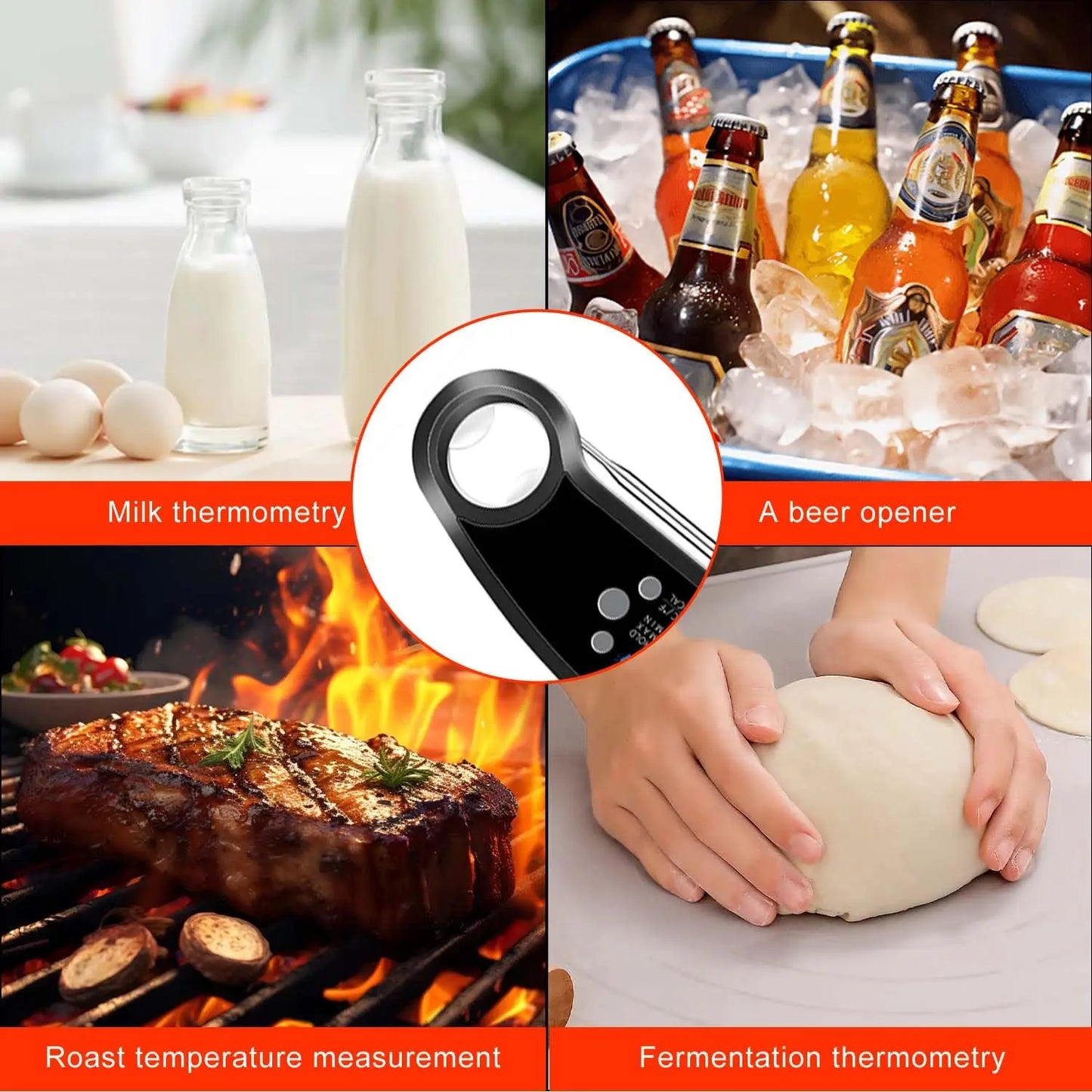 Digital Instant Read Food Thermometer With Backlit LCD Display