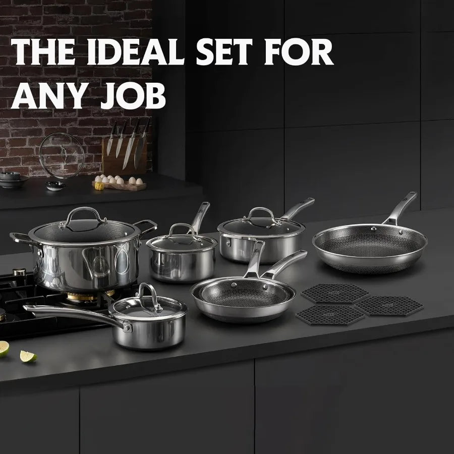 14-Piece Nonstick Hybrid Stainless Steel Cookware Set