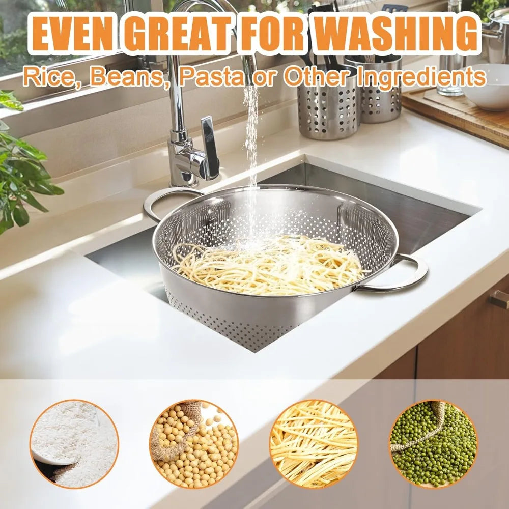 Stainless Steel Colander For Kitchen Dishwasher Safe And Rust Resistant