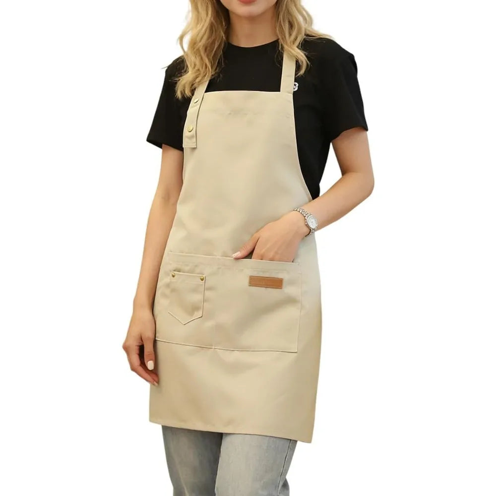 Unisex Work Bib Apron With Adjustable Neck Strap And Pockets