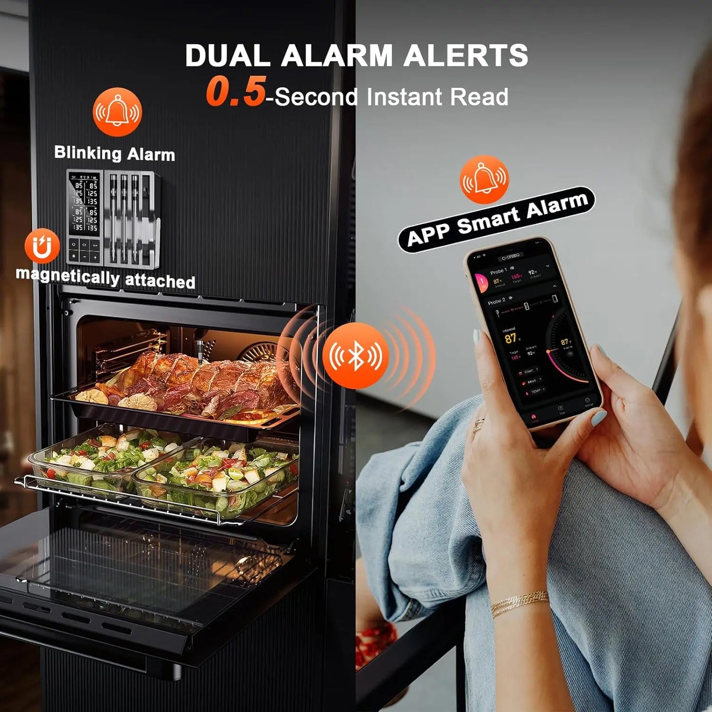 Wireless Meat Thermometer With 4 Probes App Alerts And Timer