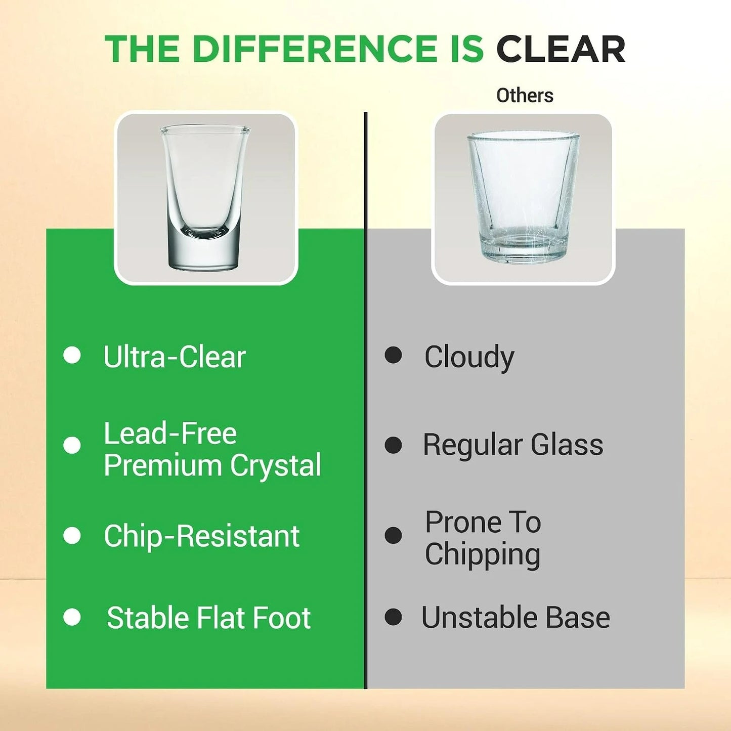Clear Shot Glasses 8 Pack With Durable Stable Base