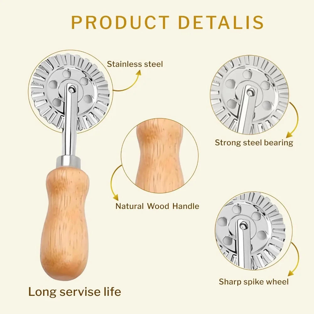 Pastry Wheel Cutter And Dough Crimper Tool For Ravioli Pierogi