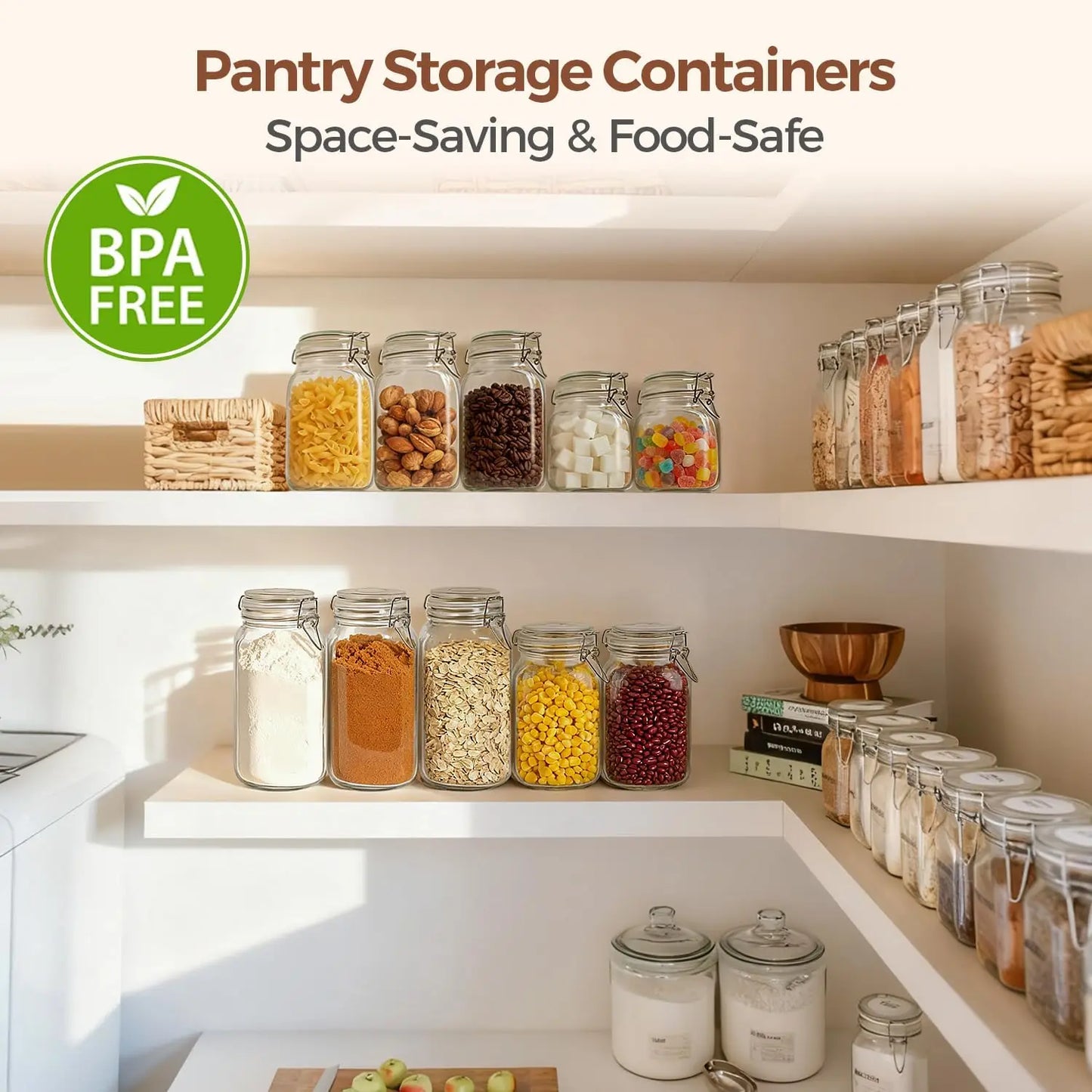 Airtight Glass Jars With Lids Square Food Storage Containers