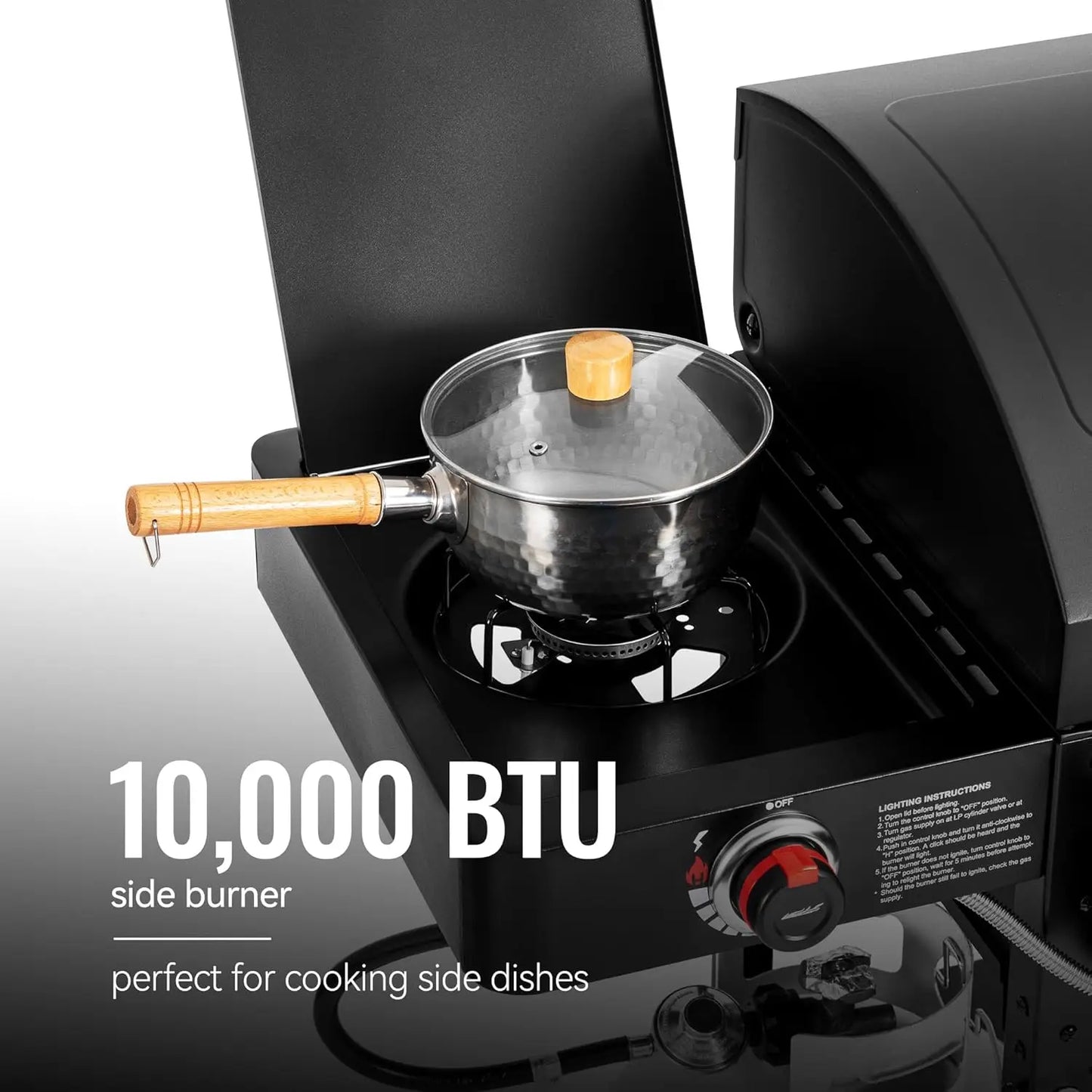 2 Burner Gas And Charcoal Combo Grill With Offset Smoker