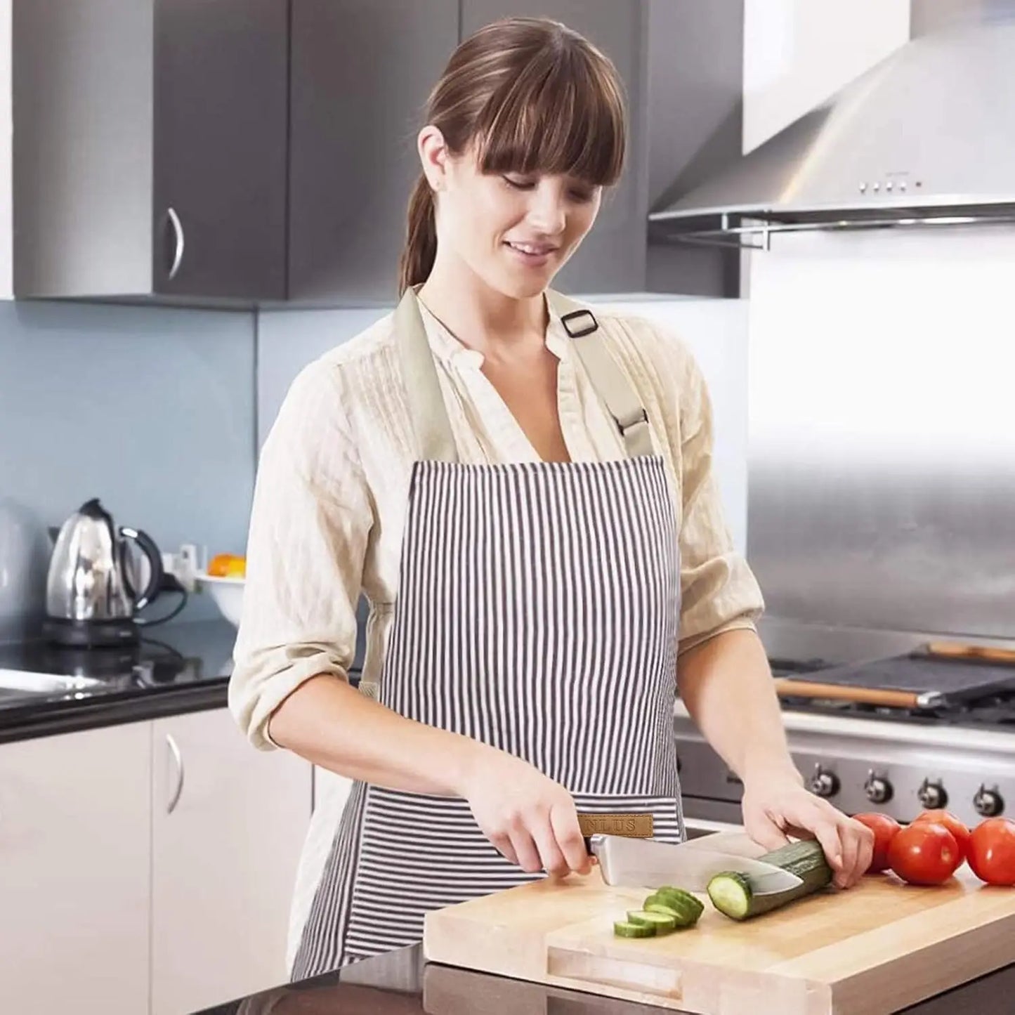 NLUS Two Pack Kitchen Aprons With Adjustable Pockets