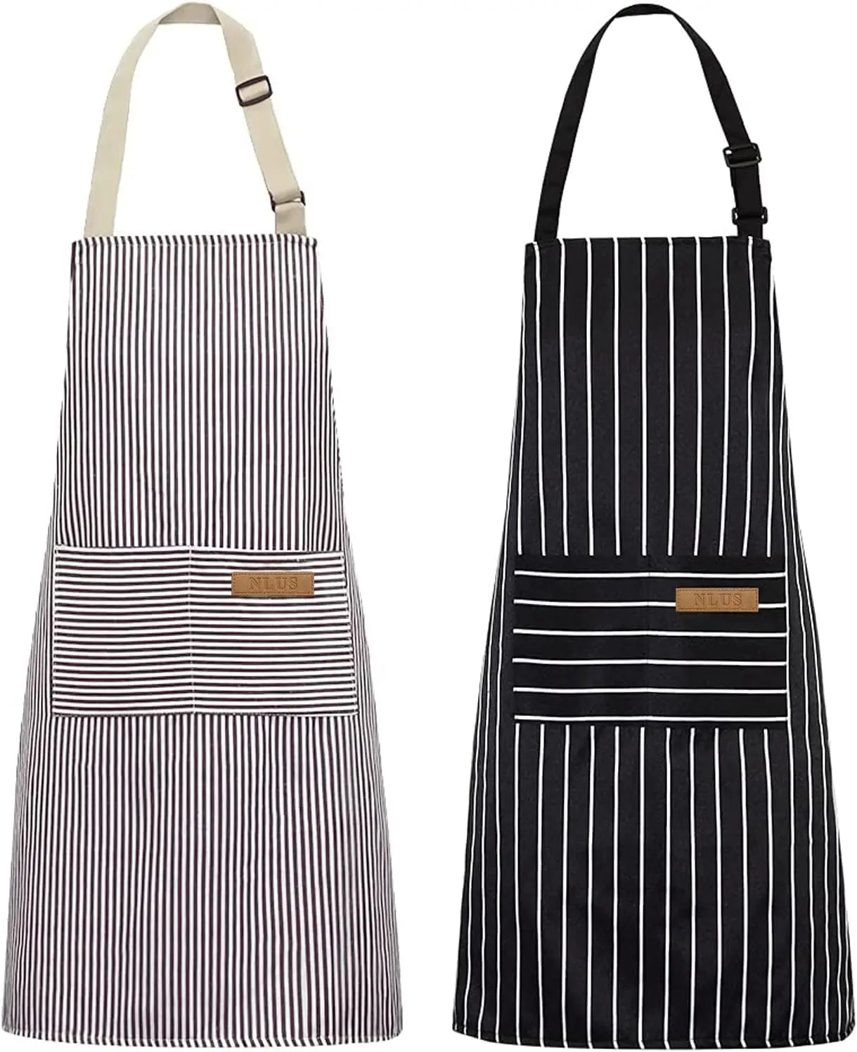 NLUS Two Pack Kitchen Aprons With Adjustable Pockets