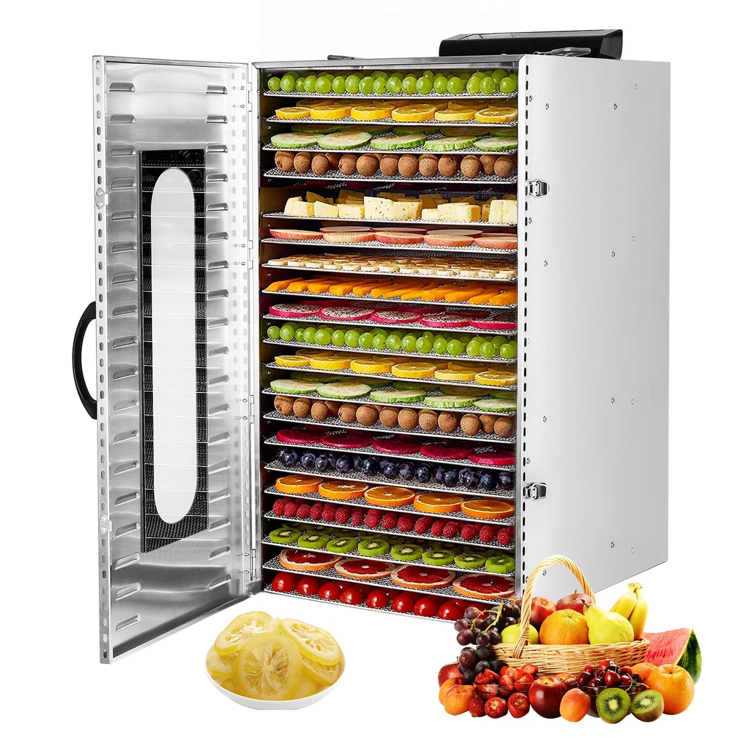 SHICUO Commercial Food Dehydrator 110V 1500W Stainless Steel 20 Tray