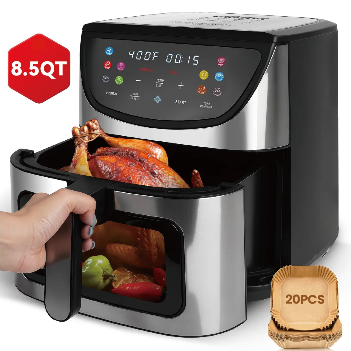 Air Fryer With View Window And 10In1 Presets For Families