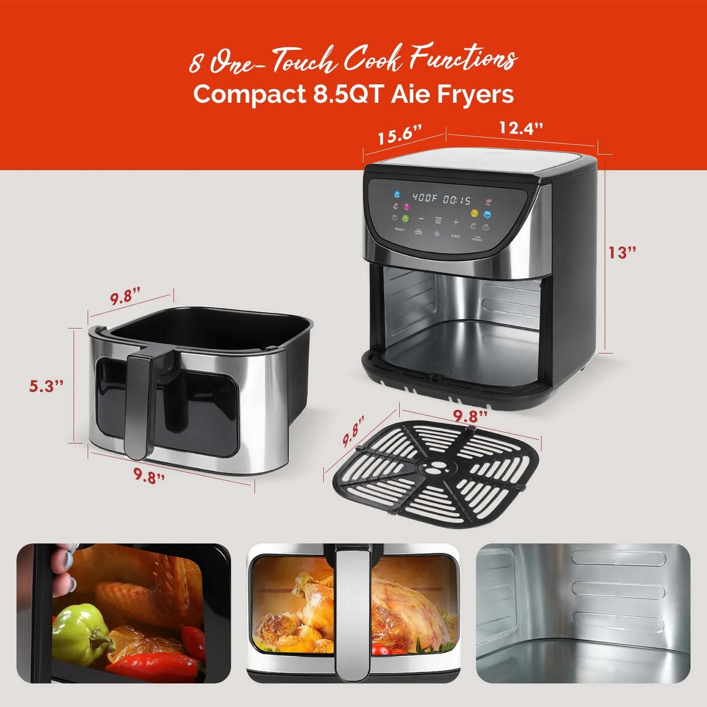 Air Fryer With View Window And 10In1 Presets For Families