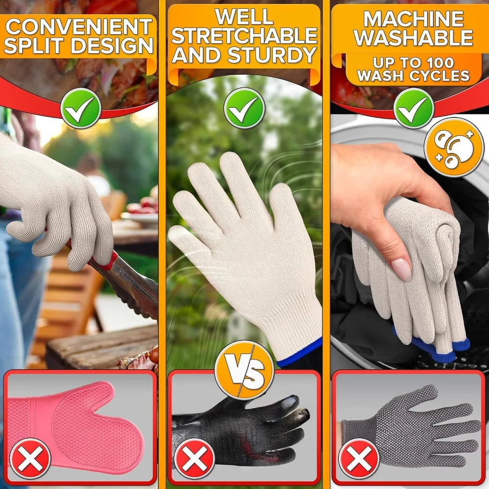 Aramid Heat Resistant Cooking Gloves 932°F For Baking And Grilling