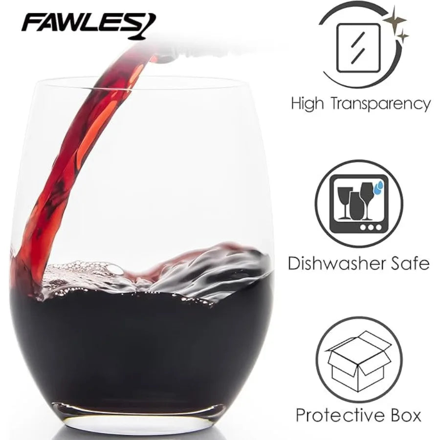 Stemless Wine Glasses Set Of 12 For Red And White Wine