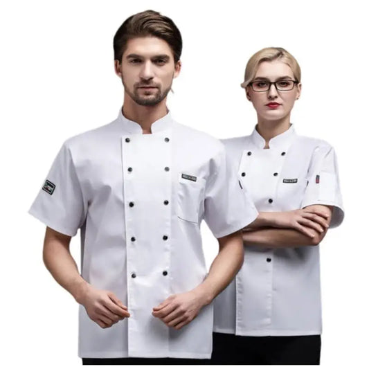 Summer Restaurant Kitchen Chef Black White Uniform Breathable Mesh Work Clothes Short/Long Sleeve Cooking Button Shirt Clothes