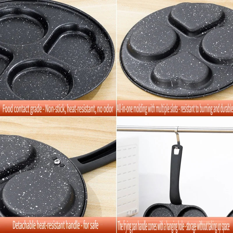 Medical Stone Four Hole Omelette Pan Nonstick Flat Bottom Frying Pan