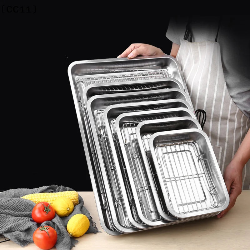 Stainless Steel Baking Tray With Removable Cooling Rack Nonstick