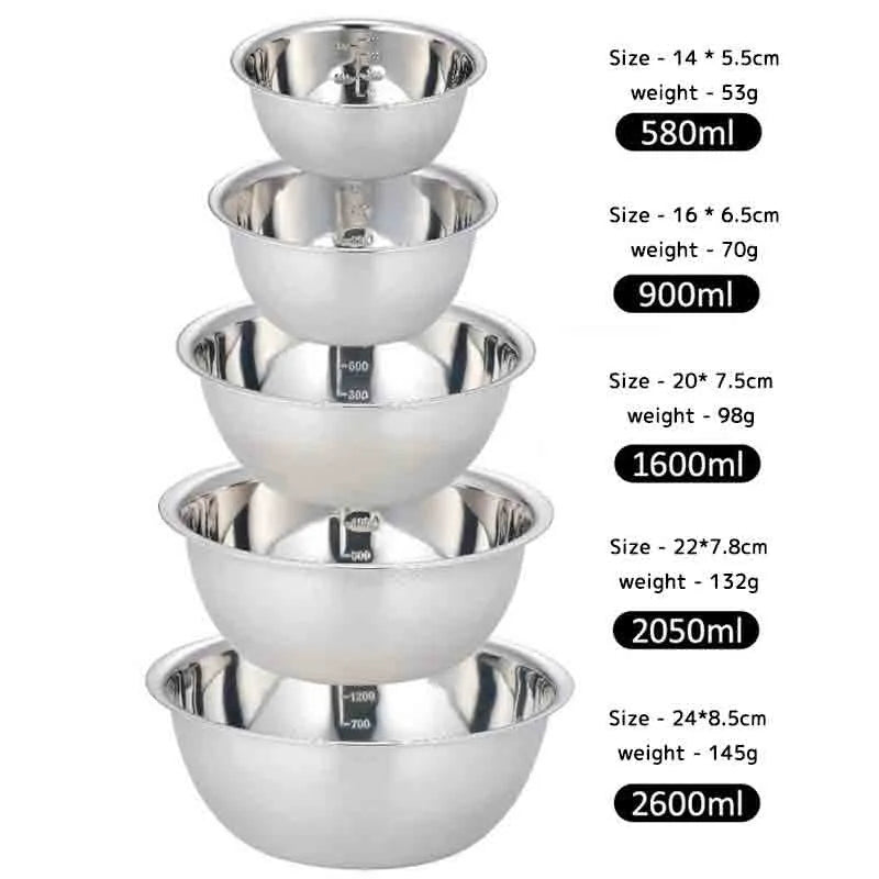 Stainless Steel Mixing Bowls Set Non Slip Nesting Dishwasher Safe