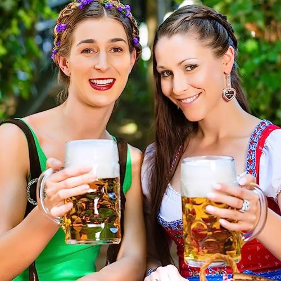 Clear Glass Beer Mug With Handle Dimpled Stein Cup