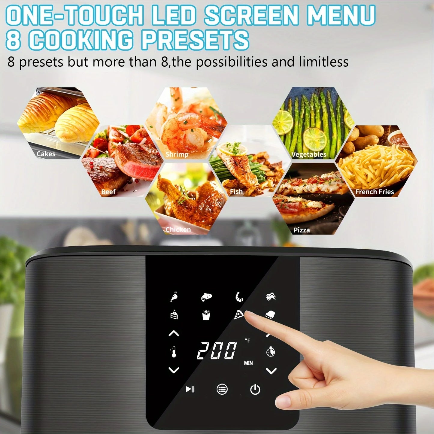 KitCook Air Fryer 1500W With Digital Touch Screen Presets