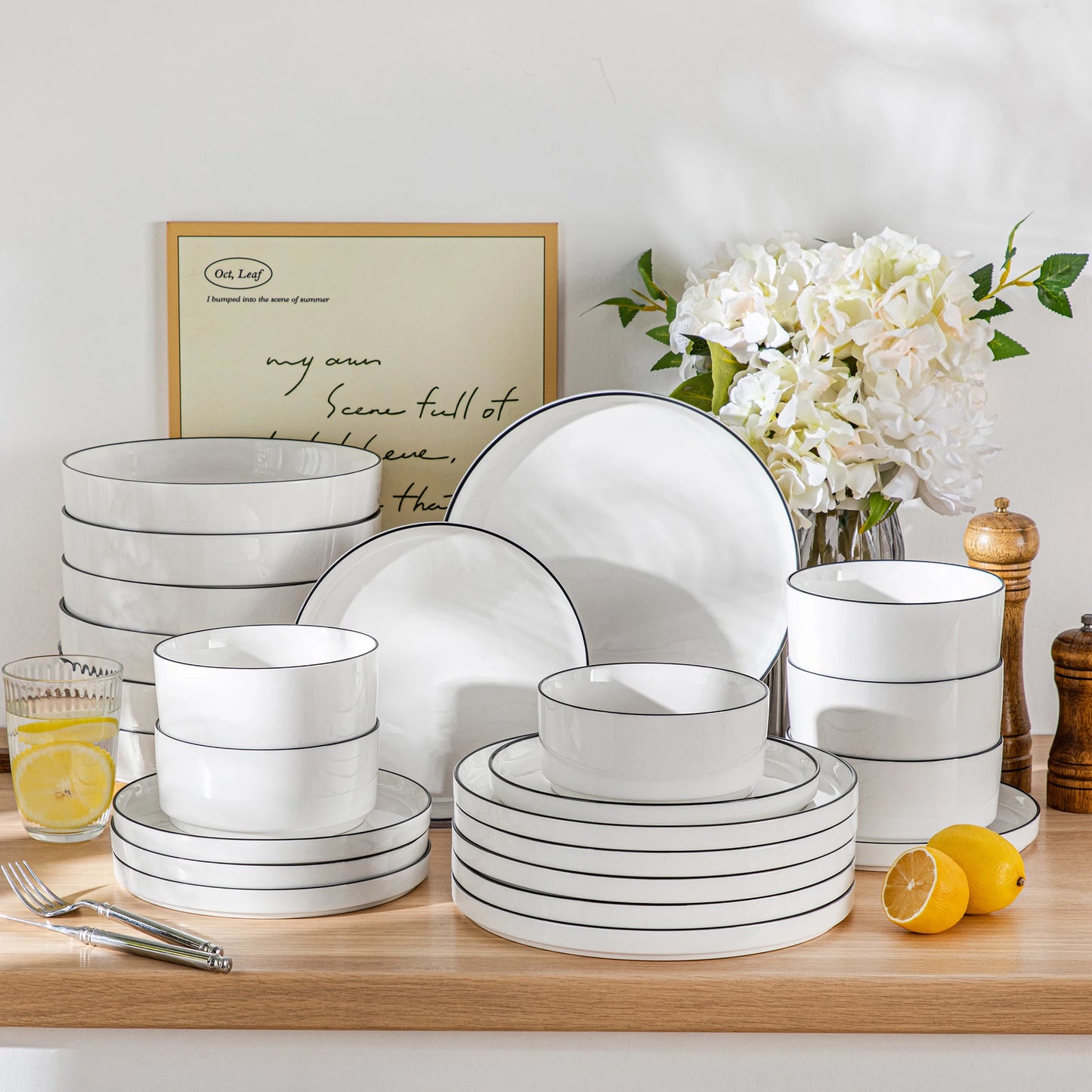MALACASA Ceramic Dinnerware Set For Everyday Use Dishwasher Safe