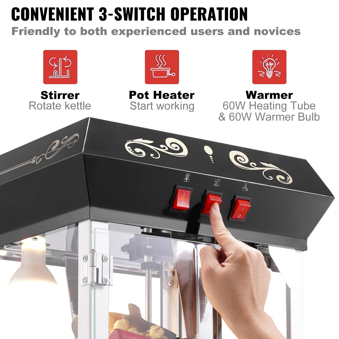 SucceBuy Popcorn Popper Maker Kettle Makes 48 Cups