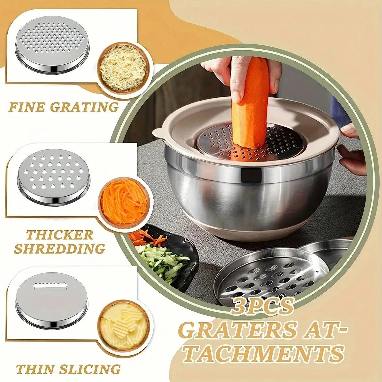Stainless Steel Mixing Bowls Set With Lids And Attachments