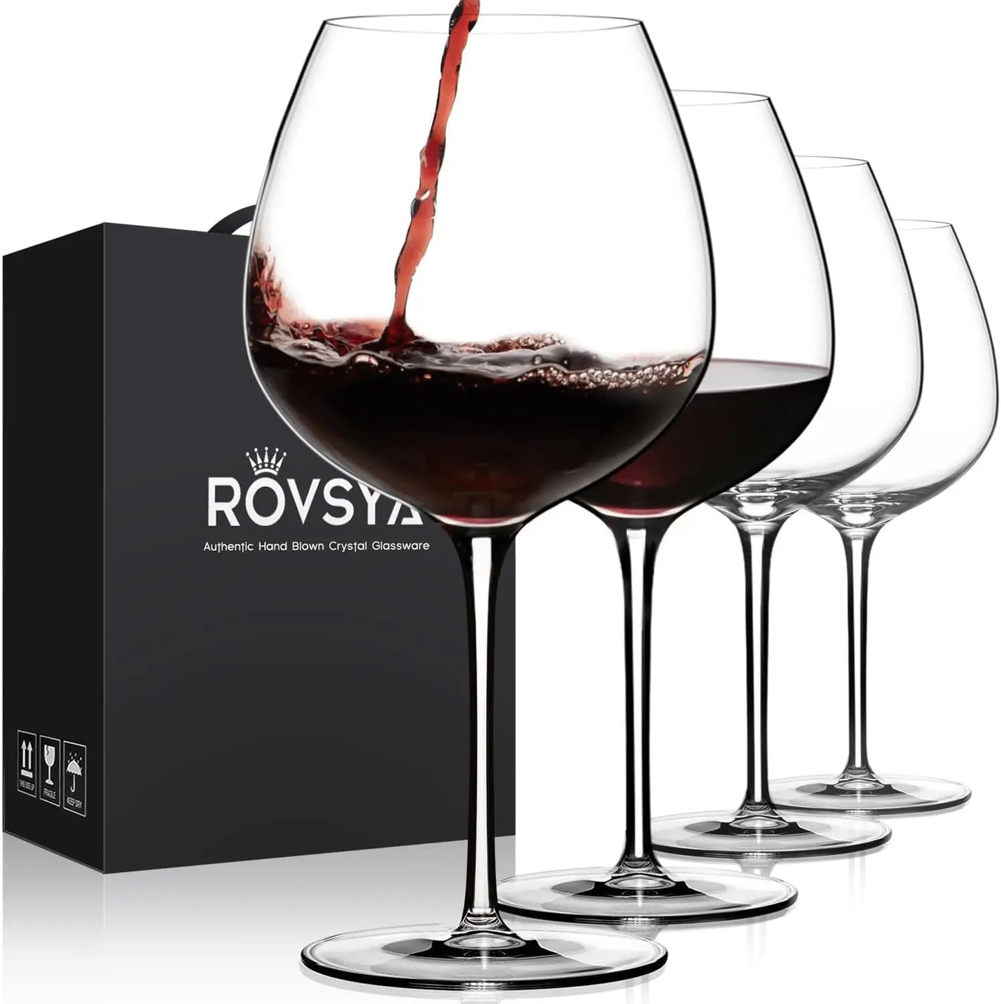 Hand Blown Crystal Wine Glasses Set Of 4