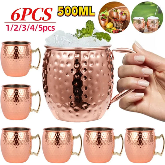 Alloet Moscow Mule Mugs Stainless Steel Copper Plated