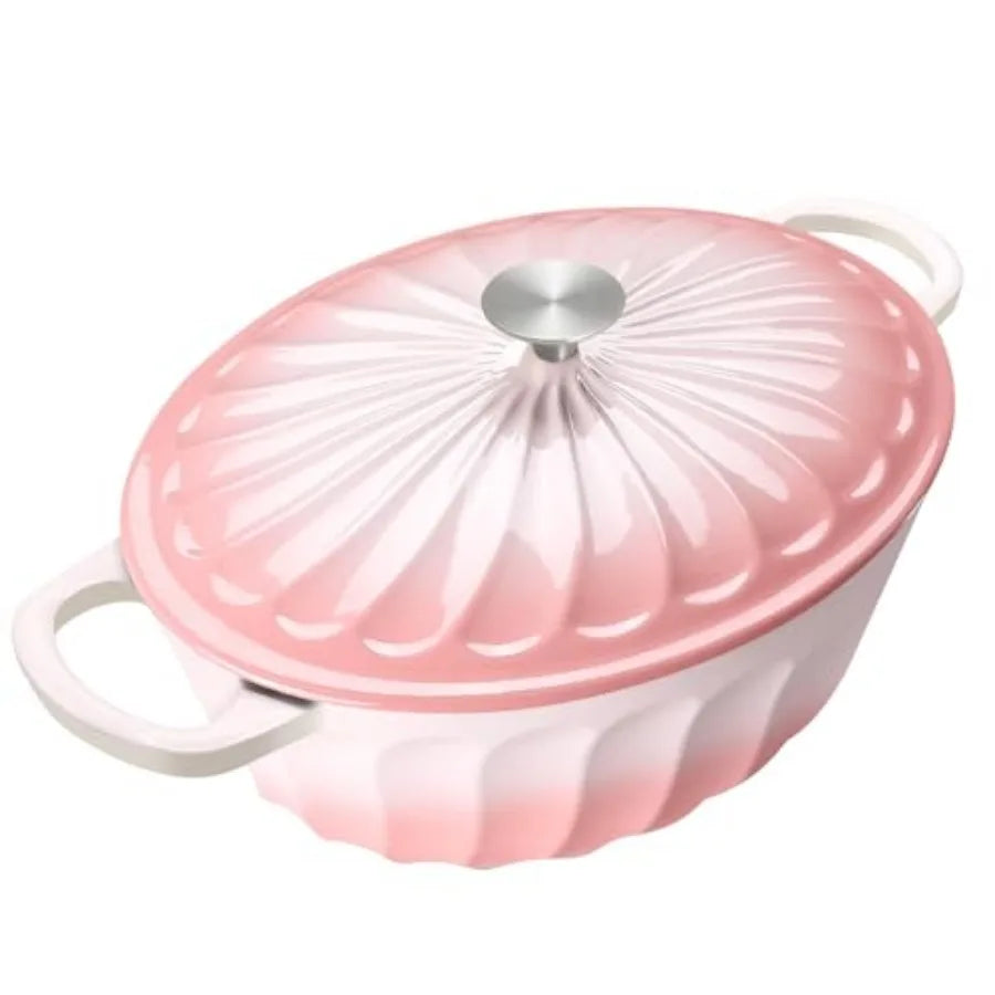 Enameled Oval Dutch Oven With Lid Cast Iron Dual Handles