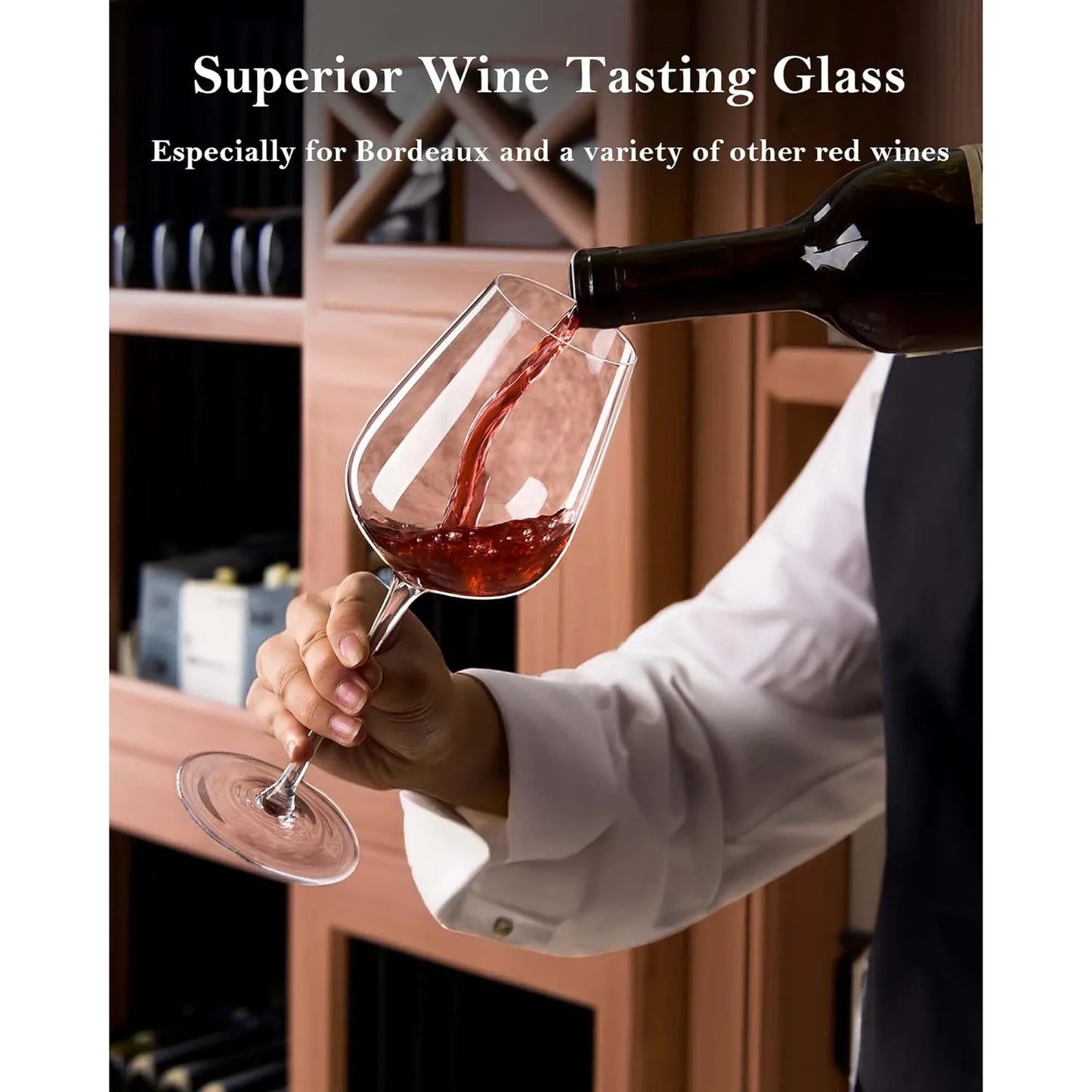 Lead Free Crystal Clear Wine Glasses Set Long Stem Goblets