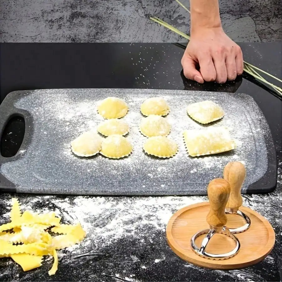 Ravioli Stamps With Wooden Handle Pasta Dumpling Cutter Tool