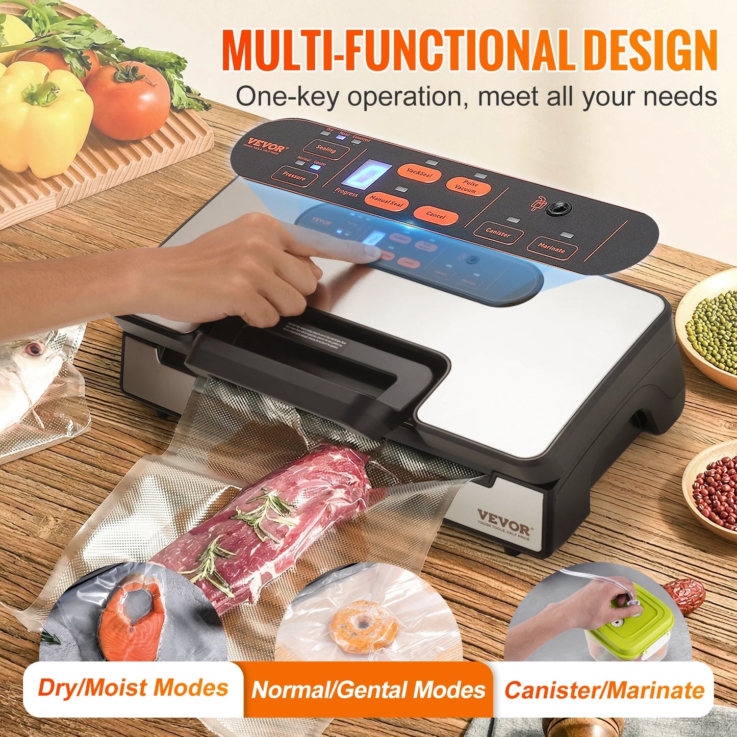 SucceBuy 90Kpa 130W Vacuum Sealer For Food Packaging