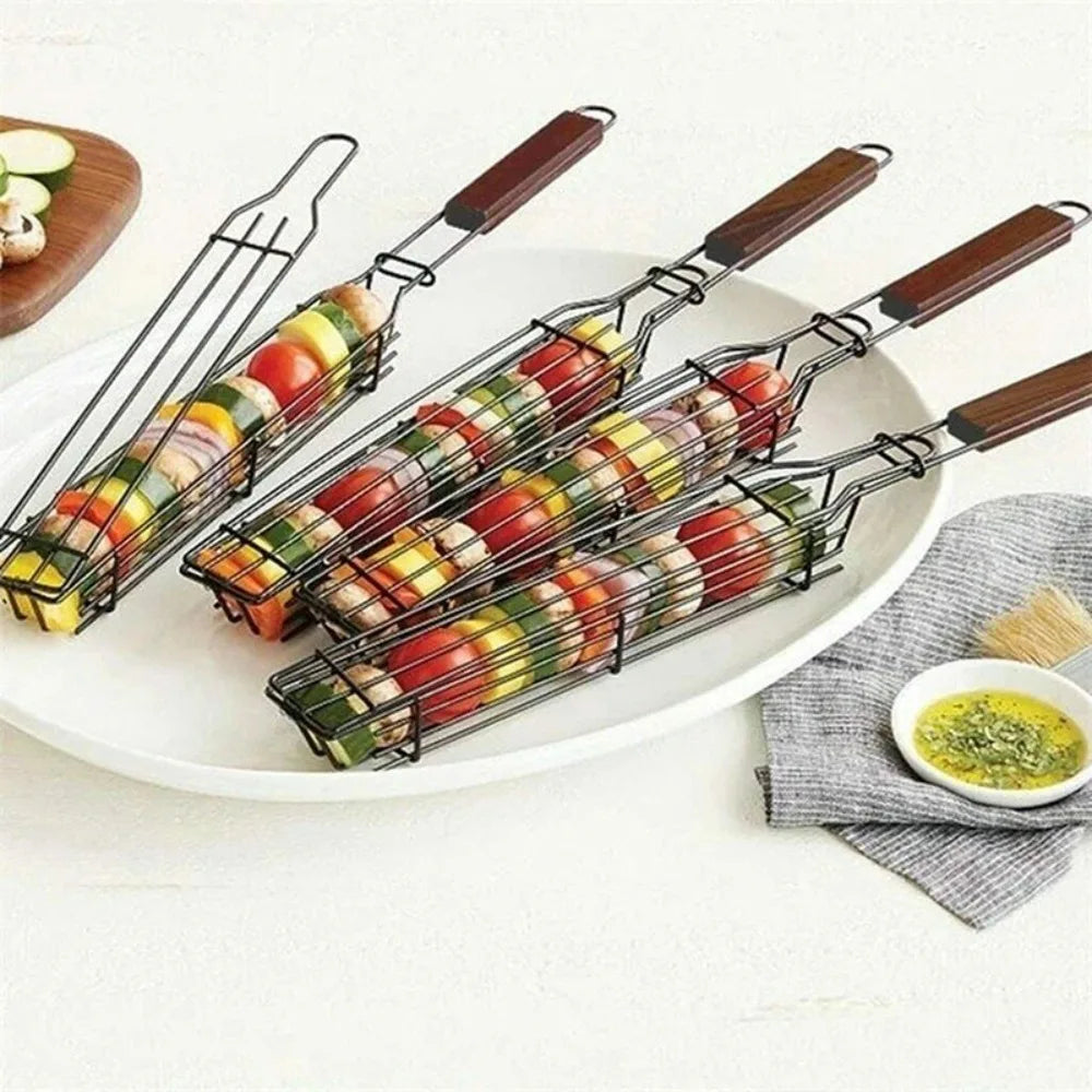 Portable Nonstick BBQ Grilling Basket for Outdoor Camping and Picnics