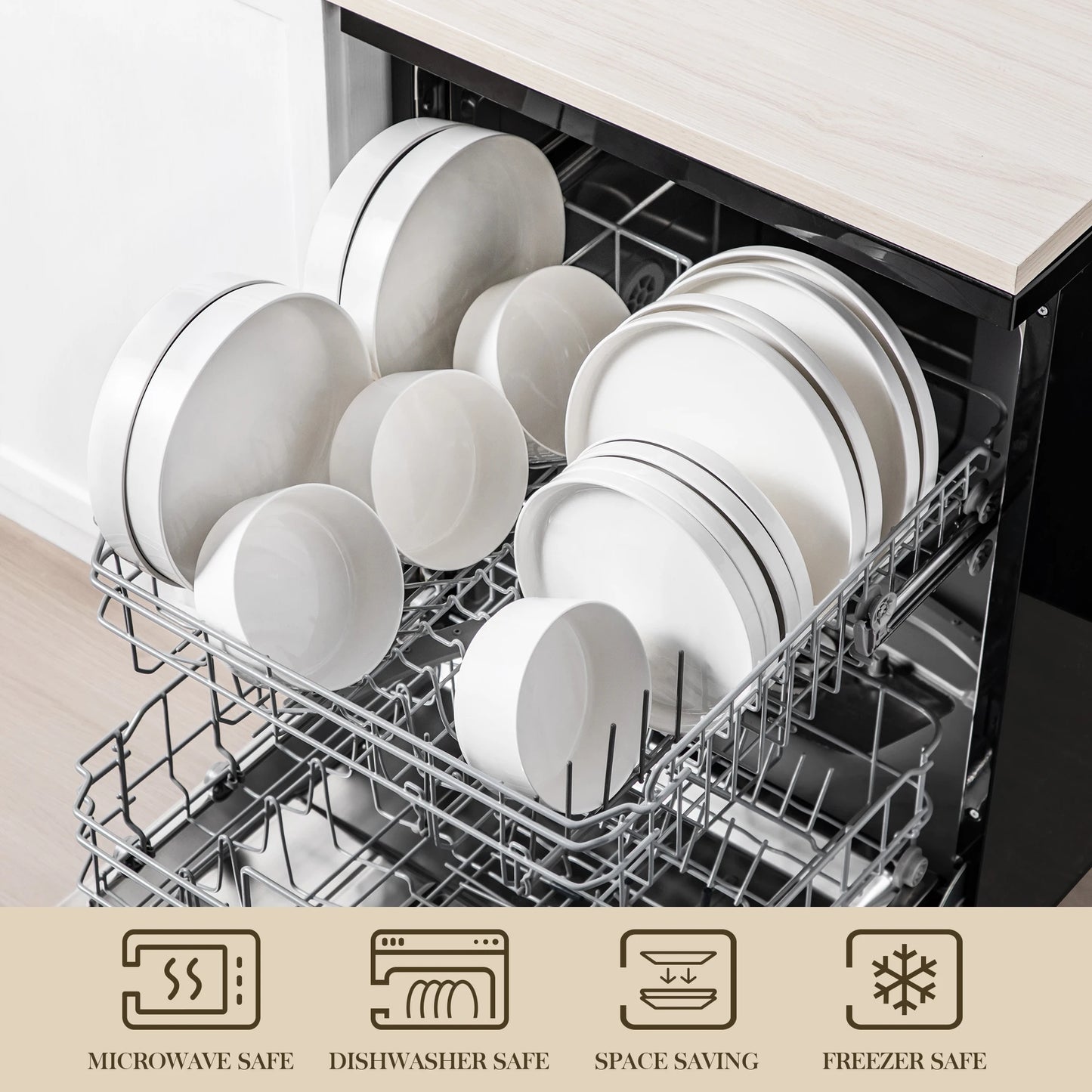 MALACASA Ceramic Dinnerware Set For Everyday Use Dishwasher Safe