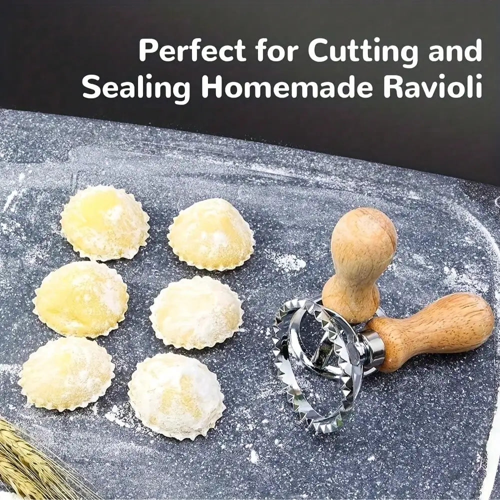 Ravioli Stamps With Wooden Handle Pasta Dumpling Cutter Tool
