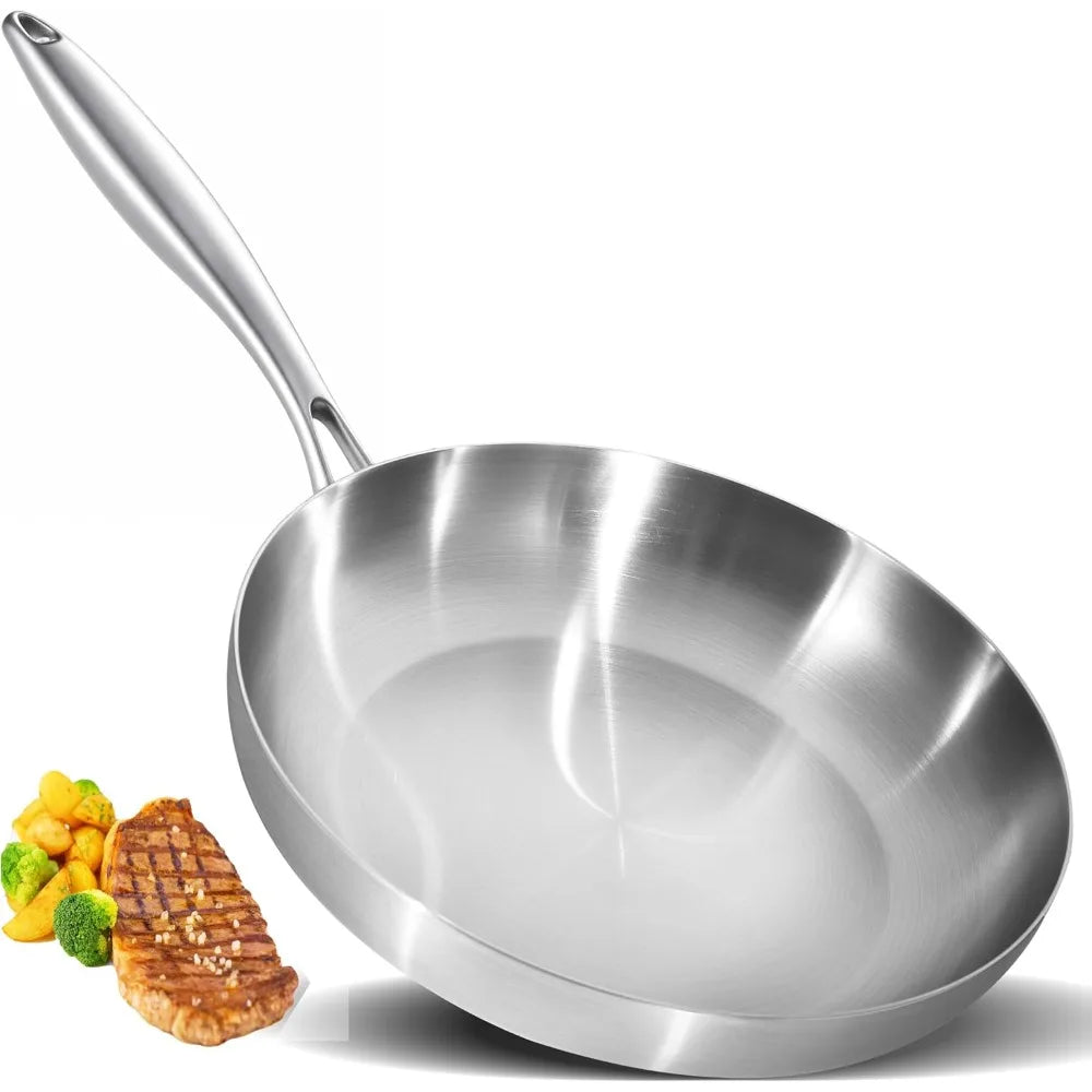 Tri Ply Stainless Steel Frying Pan With Detachable Handle Induction Safe