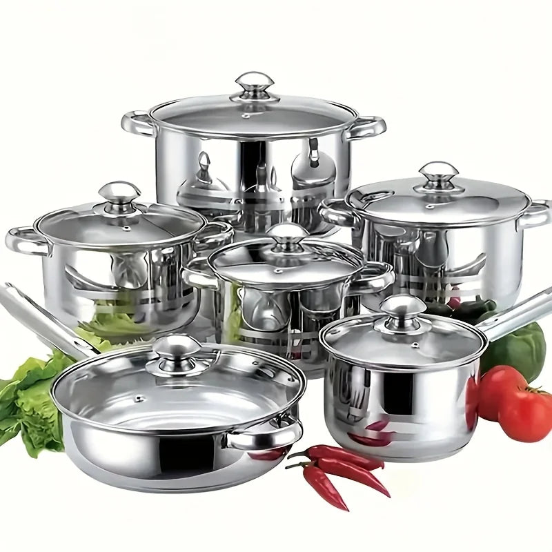 Stainless Steel Cookware Set With Lids And Handles, Dishwasher Safe