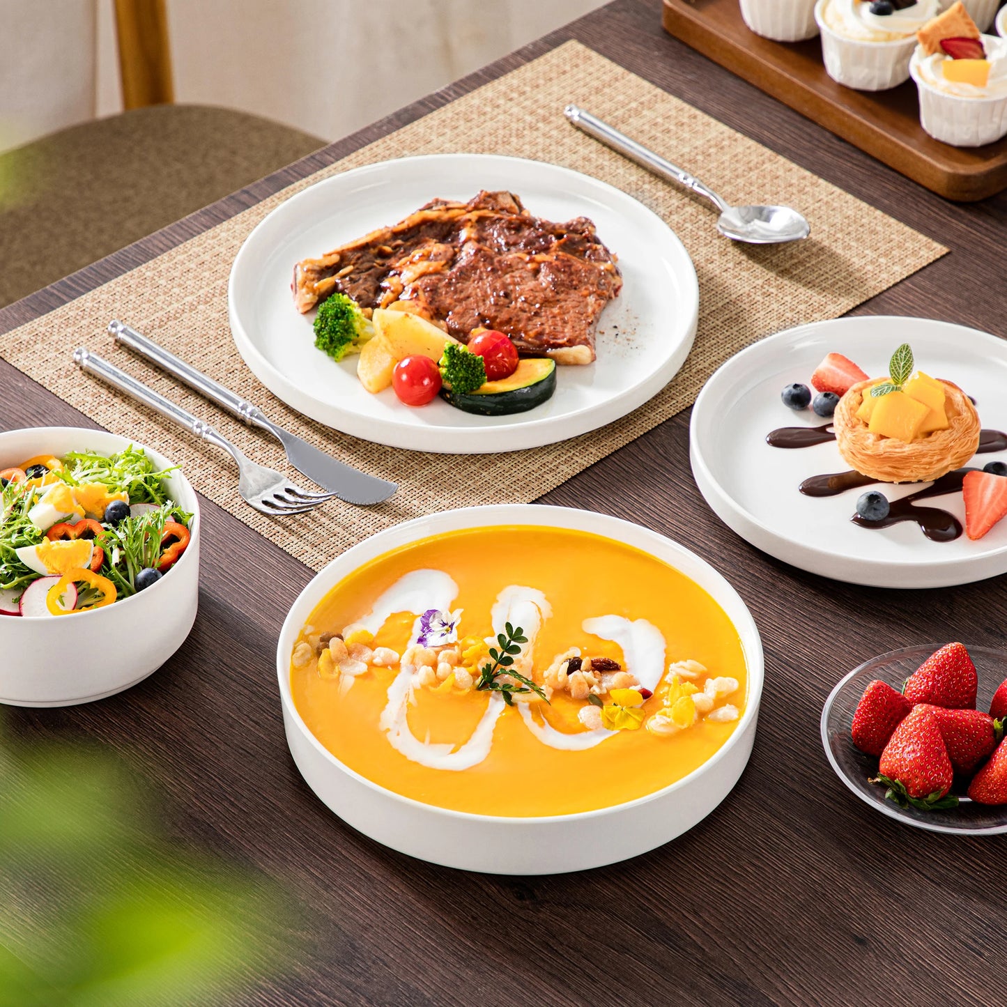 MALACASA Ceramic Dinnerware Set For Everyday Use Dishwasher Safe