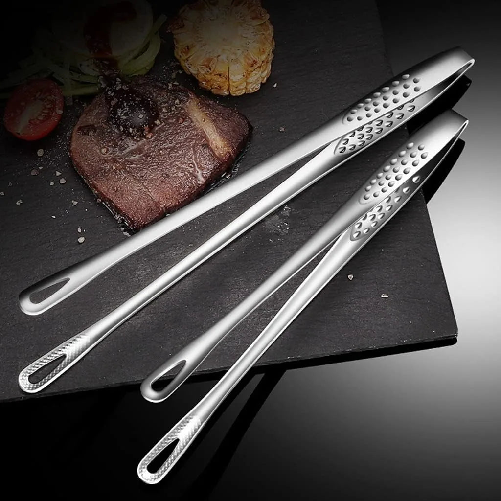 28 cm Stainless Steel Korean BBQ Grill Tongs Japanese Barbecue Tongs for Cooking Portable Kitchenware Home Outdoor Steak Salad Food