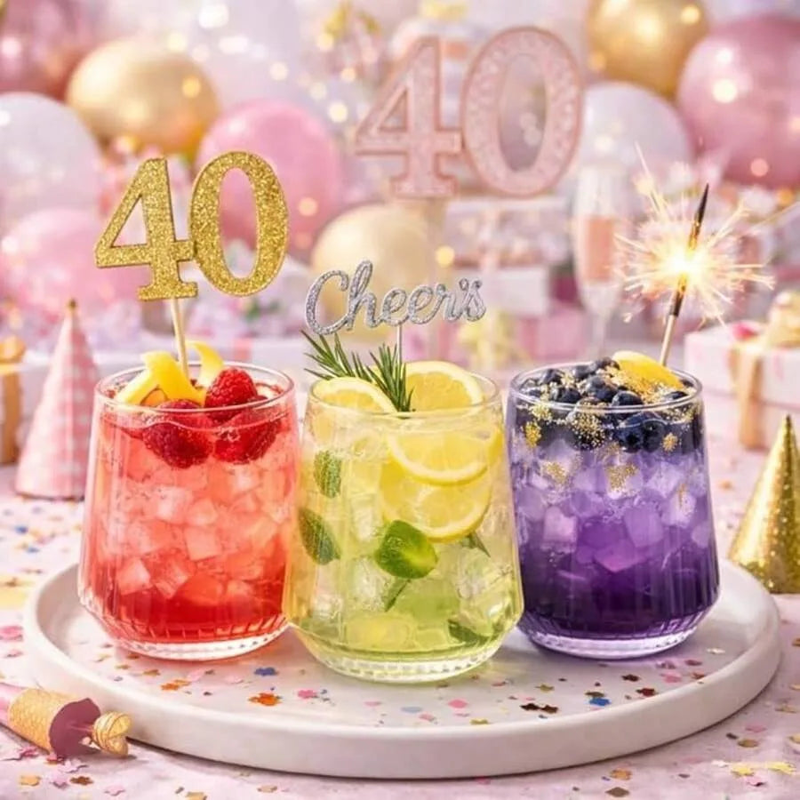 Clear Ribbed Plastic Stemless Glasses 40 Pack Disposable Wine Cups