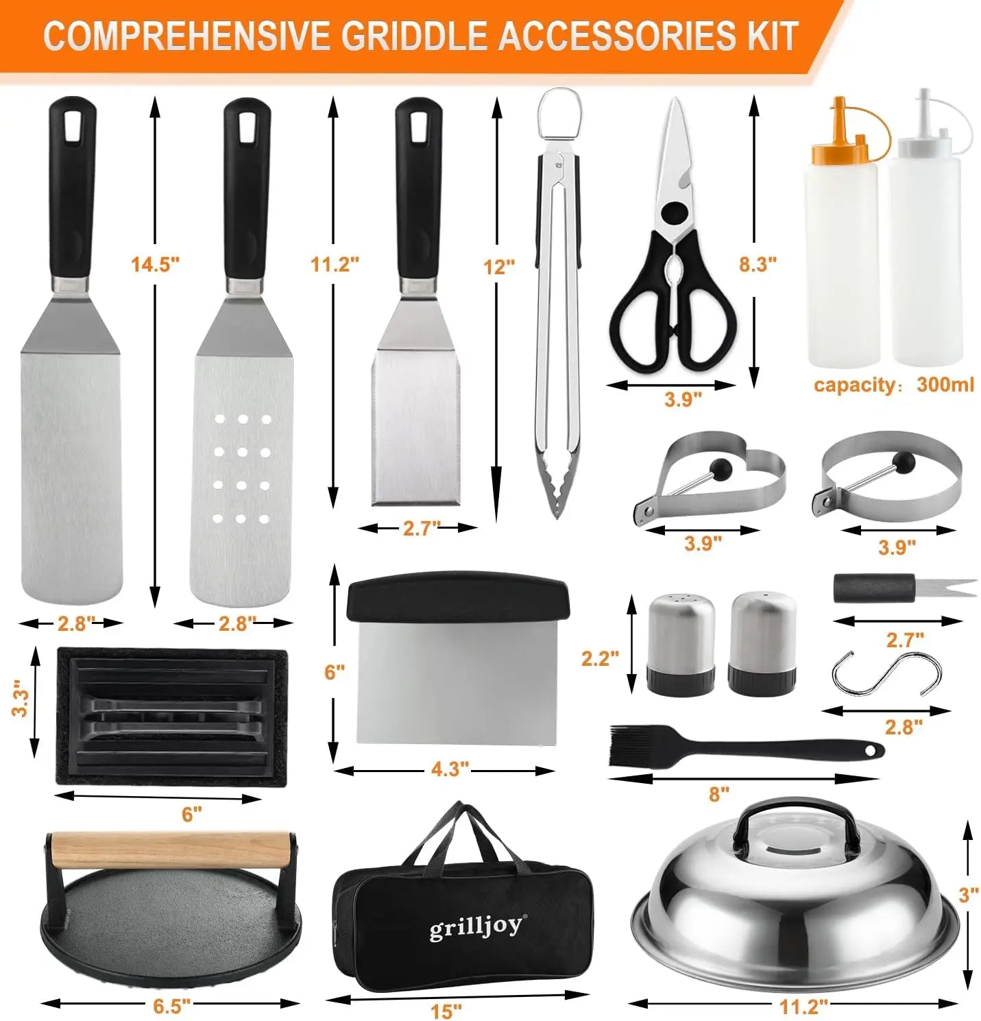 38Pcs Griddle Accessories Kit With Smash Burger Press And Spatula