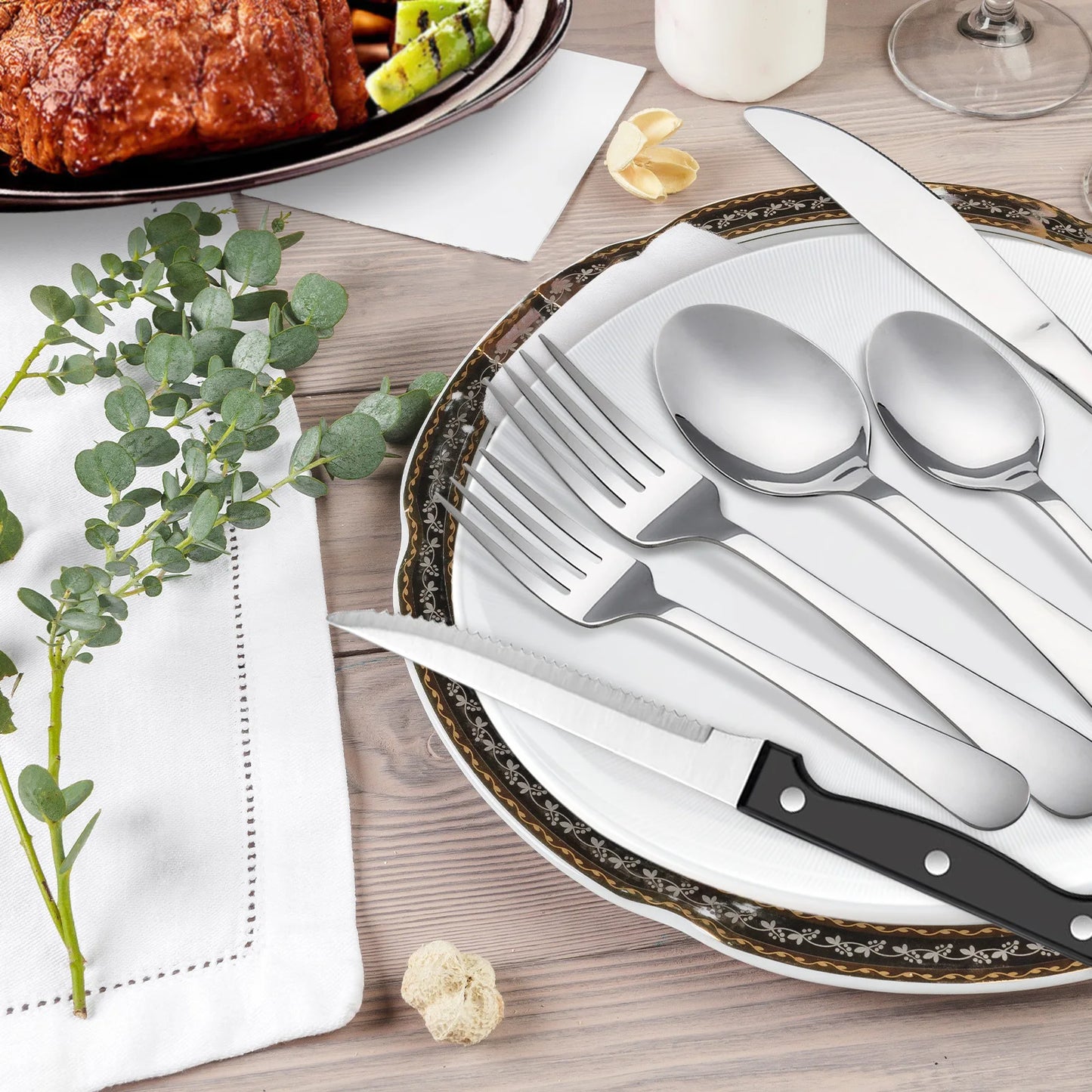 HANSMART 24 Piece Stainless Steel Flatware Set For Four